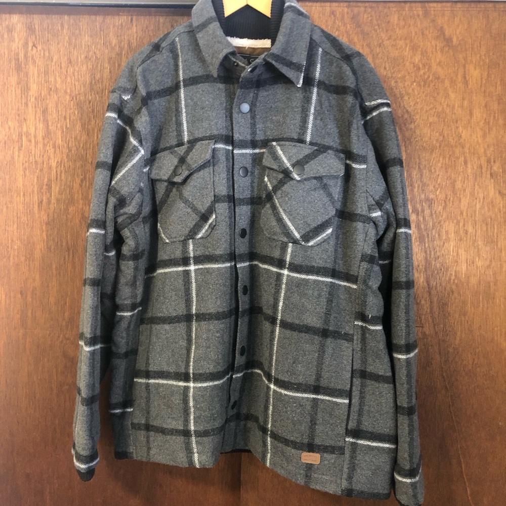 Jachs NY Sherpa Lined Plaid Shirt Jacket in Black